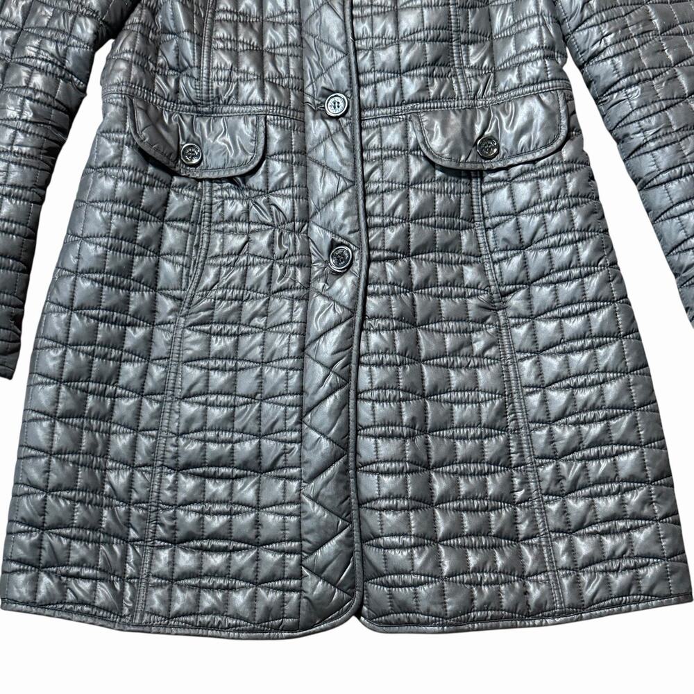 Kate Spade New York Black Quilted Collared Button Front Coat Size M PLEASE READ - Picture 6 of 16